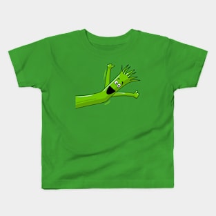 Green Wacky Waving Tube Man Portrait Kids T-Shirt